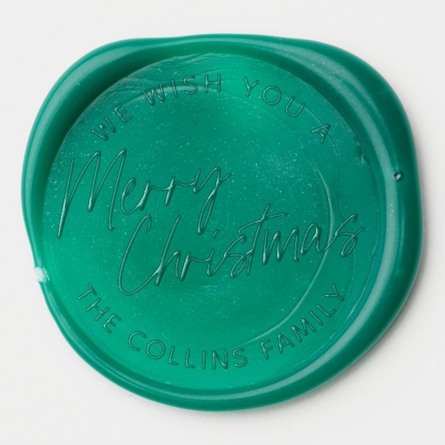Script Lettering Merry Christmas Wax Seal Sticker (Front)