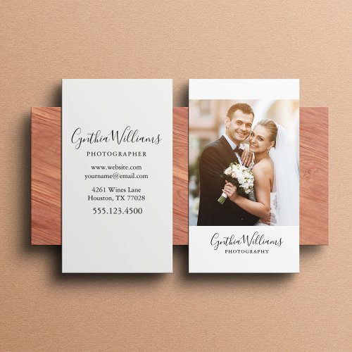 Script Lettering Modern Photography Business Card