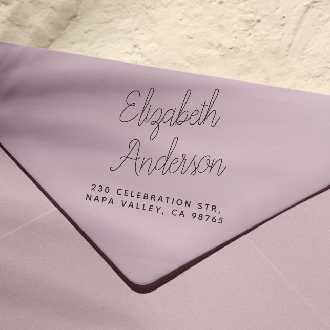 Script Lettering Name & Return Address Self-inking Stamp (Rubber Stamp Mock-up)