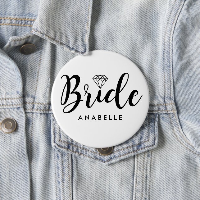 Script Letters "Bride" Personalized Button (In Situ)