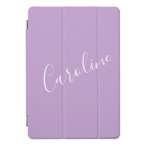 Script Lilac Purple Solid Color Personalized Name iPad Pro Cover