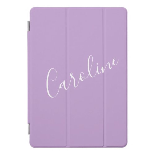 Script Lilac Purple Solid Color Personalized Name iPad Pro Cover