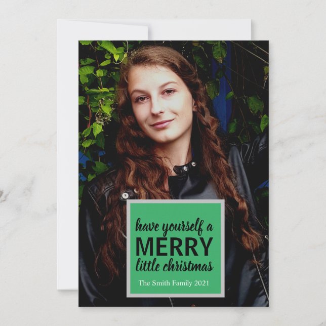 Script Little Merry Christmas Holiday Card (Front)