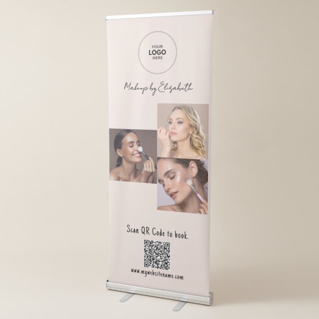 Script Logo QR Code Photo Makeup Retractable Banner (3/4)