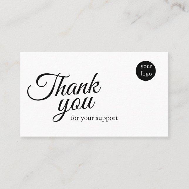 Script Logo Thank You Card for Your Support Busine (Front)