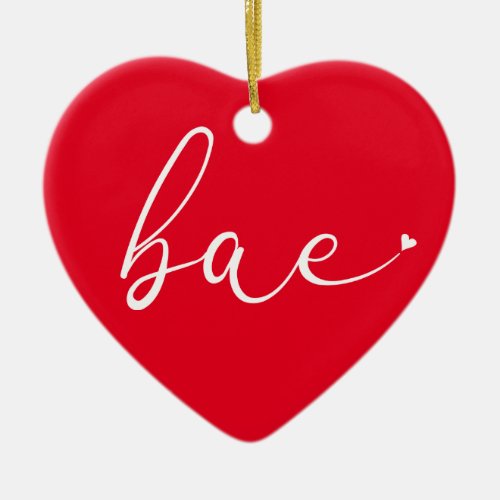 Script Love Heart Bae Definition Red Ceramic Ornament