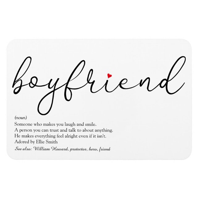 Script Love Heart Boyfriend Definition Magnet (Horizontal)
