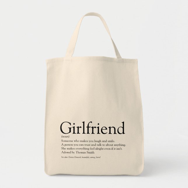 Script Love Heart Girlfriend Definition Tote Bag (Front)
