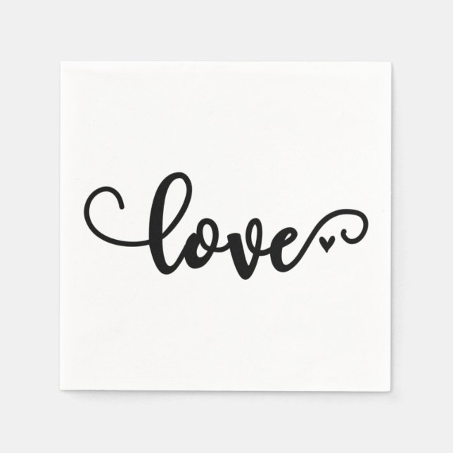 Script love napkins, black font napkins (Front)
