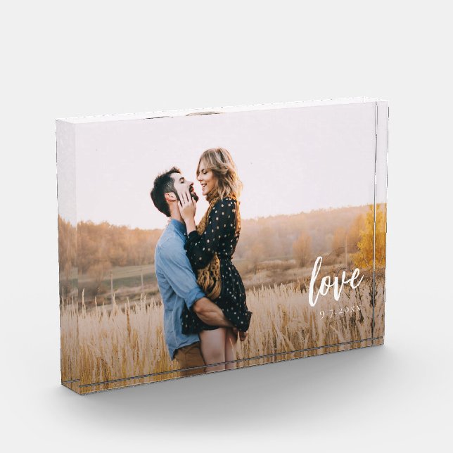 Script Love Personalized Couples Photo Block (Left)