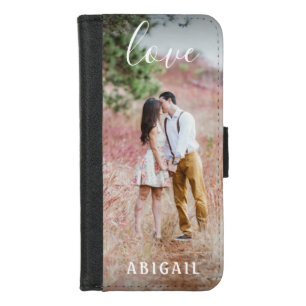 Script Love Photo Overlay Elegant Monogrammed Name iPhone 8/7 Wallet Case