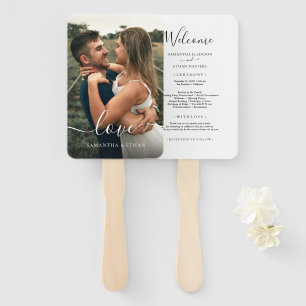 Script Love Photo Wedding Program Hand Fan