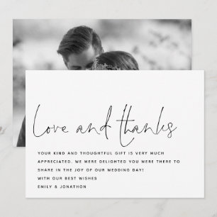 Script Love Thanks Photo Wedding Thank You Card