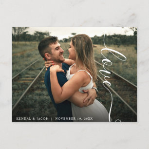 Script Love Wedding Photo Postcard