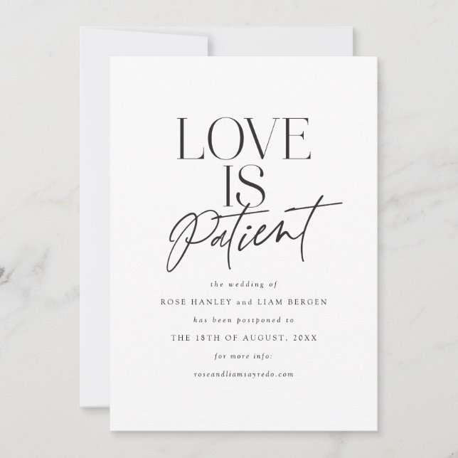 Script Love Wedding Postponed Change the Date Announcement (Front)