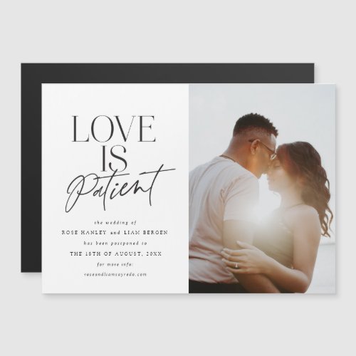 Script Love Wedding Postponed Change the Date Magnetic Invitation