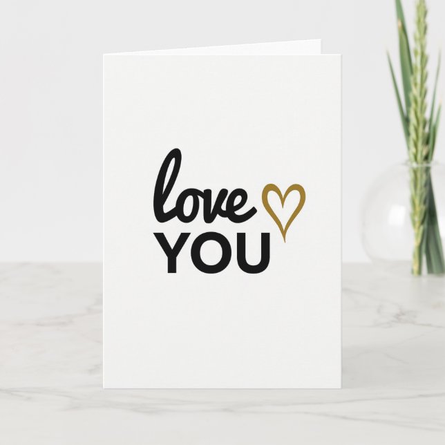 Script Love You Gold Heart Card (Front)