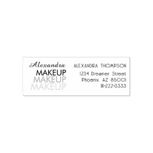 Script Makeup Studio Name Return Address Phone Self-inking Stamp