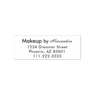Script Makeup Studio Name Return Address Phone Self-inking Stamp