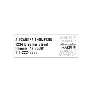 Script Makeup Studio Name Return Address Phone Self-inking Stamp