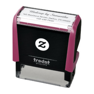 Script Makeup Studio Name Return Address Phone Self-inking Stamp