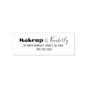 Script Makeup Studio Name Return Address Phone Self-inking Stamp