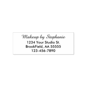 Script Makeup Studio Name Return Address Phone Self-inking Stamp