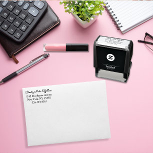 Script Makeup Studio Name Return Address Phone Self-inking Stamp