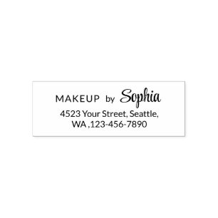 Script Makeup Studio Name Return Address Phone Self-inking Stamp