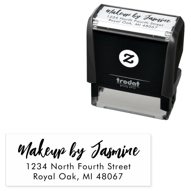 Script Makeup Studio Name Return Address Self-inking Stamp (In Situ)