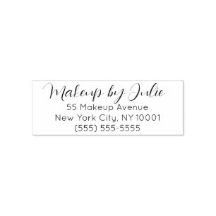 Script Makeup Studio Name Return Address Self-inking Stamp