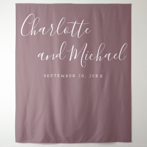 Script Mauve Wedding Photo Booth Backdrop