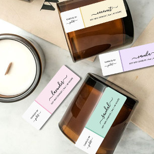 Script Medium Thin Pastel Candle Label