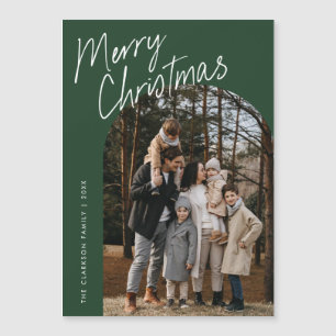 Script Merry Christmas Arch Photo Magnetic Card