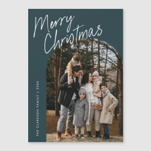 Script Merry Christmas Arch Photo Magnetic Card