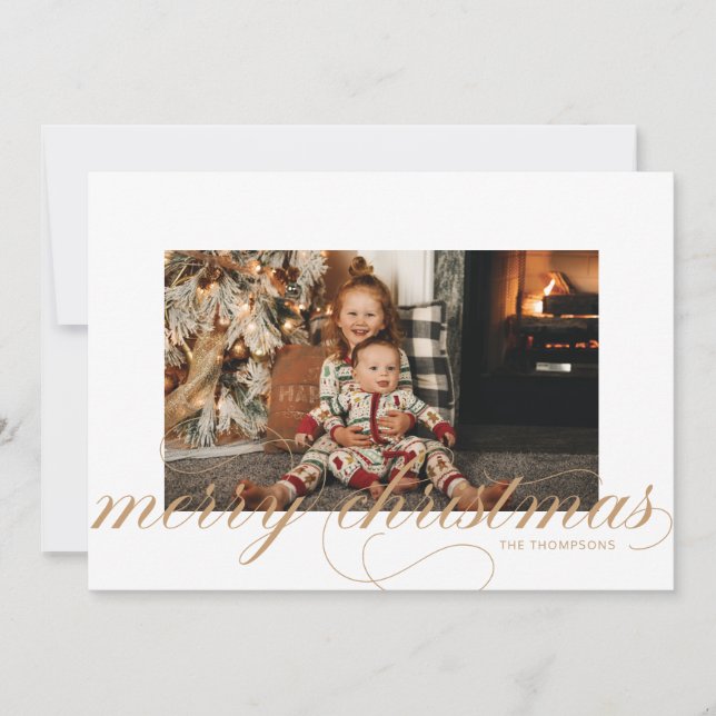 Script Merry Christmas Elegant Holiday Photo Card (Front)
