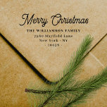 Script Merry Christmas From Family Return Address Rubber Stamp<br><div class="desc">Return address stamps make sending snail mail so much easier, especially over Christmas! This rubber stamper features "Merry Christmas" in elegant vintage hand lettering with your family name and contact details in a classic serif typeface. Make your own via the ¨¨Personalize´´ button. For more advanced changes (like fonts and placement),...</div>