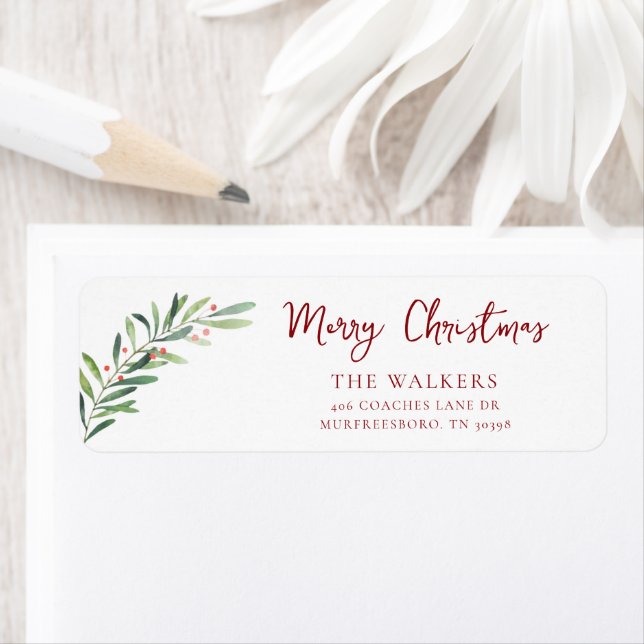 Script Merry Christmas Holiday Return Address Label (Insitu)