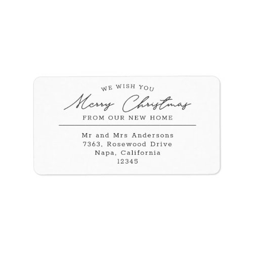 Script Merry Christmas New Home Return Address Label
