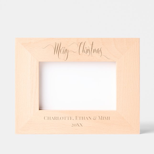 SCRIPT MERRY CHRISTMAS, PERSONALIZED  PICTURE ENGRAVED FRAMES (Front)
