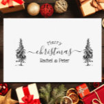 Script Merry Christmas Pine-tree Custom Names Rubber Stamp<br><div class="desc">Make your own lovely pine-tree Merry Christmas stamp with your custom name using our beautiful template! It's ideal for anyone looking for a unique way to say Merry Christmas. The design features a semicircle lettering text with your Christmas wishes on the top and your name / s at the bottom....</div>