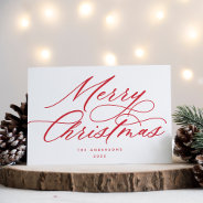 Script Merry Christmas Red Holiday Card at Zazzle