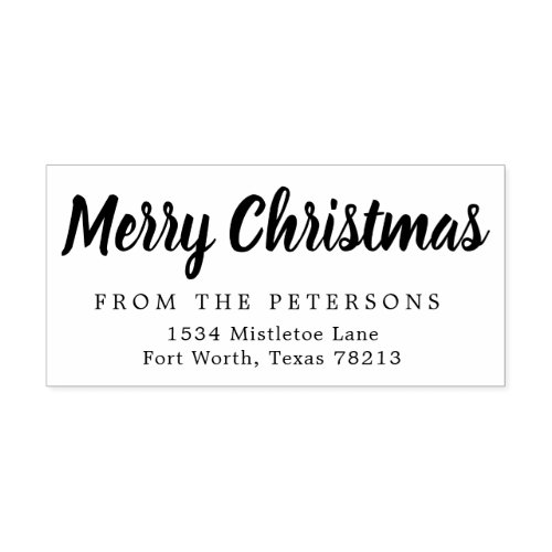 Script Merry Christmas Return Address Rubber Stamp