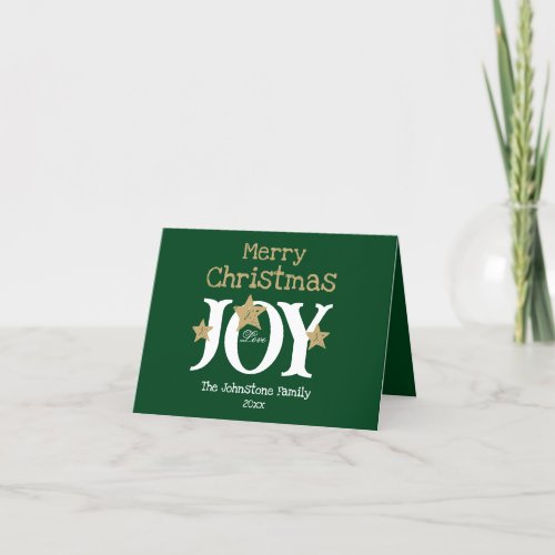 Script Merry Christmas Rustic Green Holiday Card