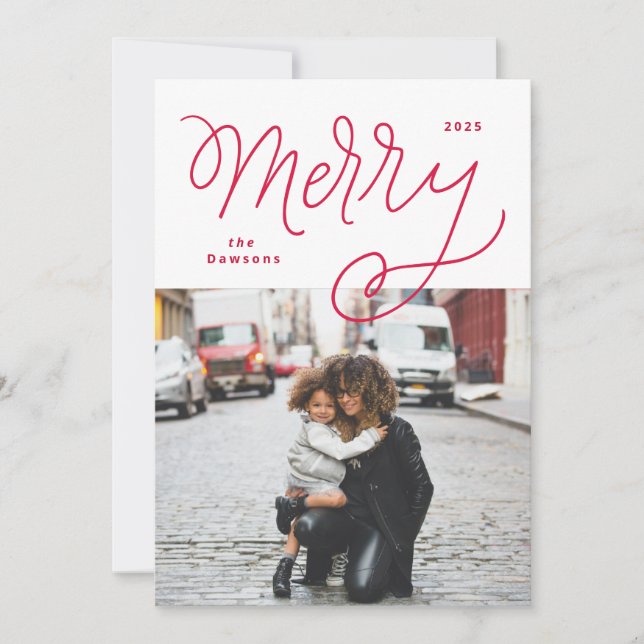 Script Merry Fun Bold Holiday Card (Front)