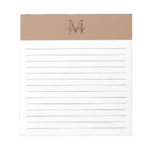 Script Metallic Taupe Gold Monogram Lined Notepad
