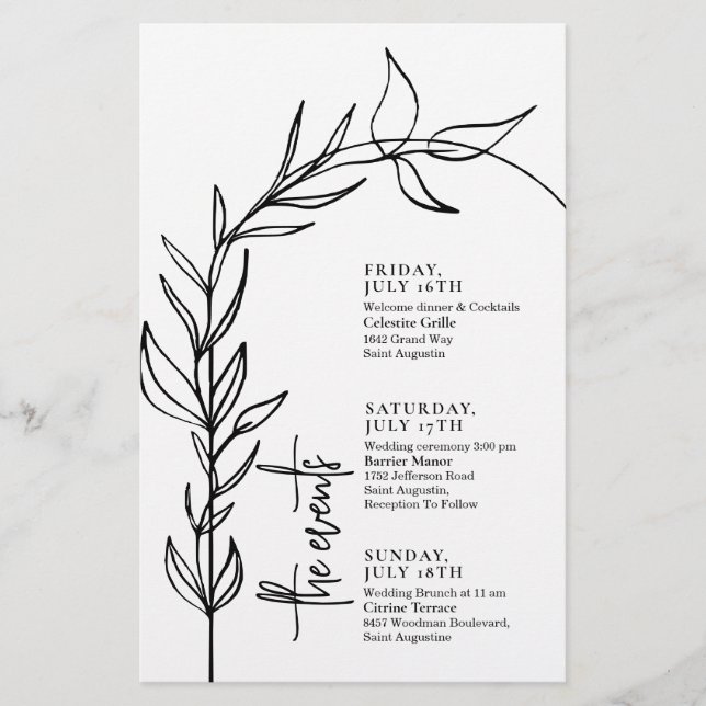 Script Minimal Arch Wedding Events Timeline (Front)