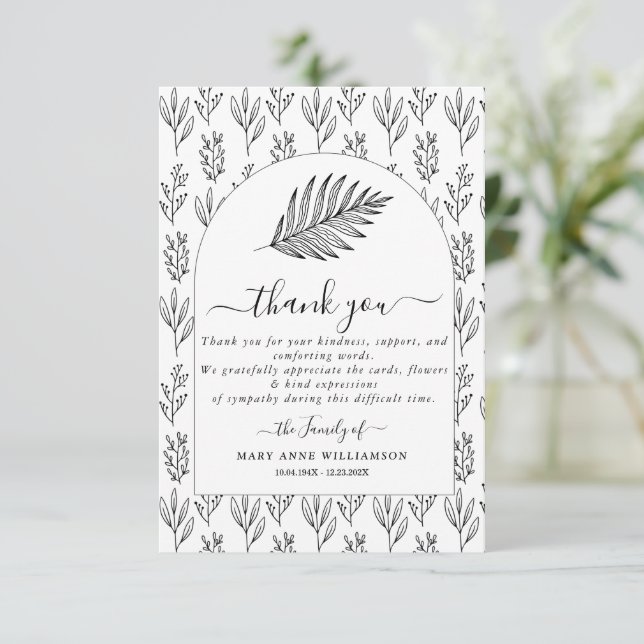 Script Minimal Funeral Thank You Card (Standing Front)