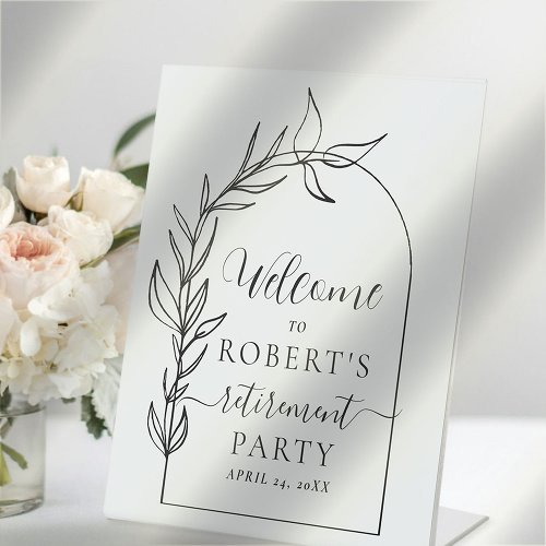 Script Minimal Retirement Party Welcome Pedestal Sign