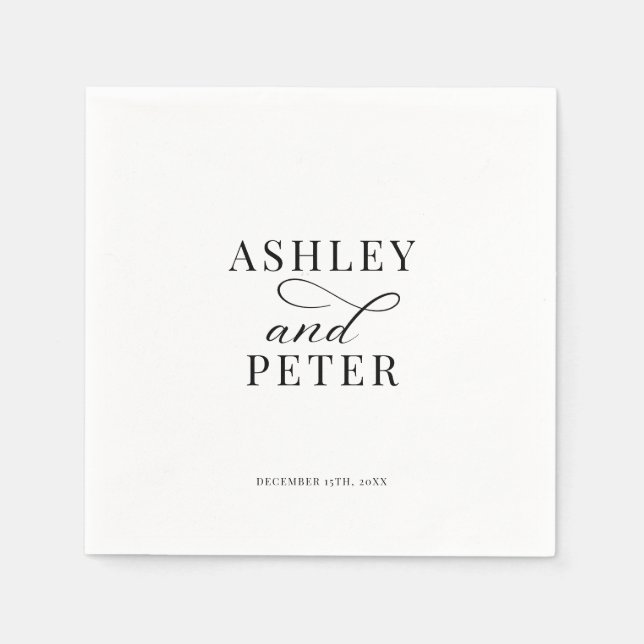Script Minimalist Classic Wedding  Napkins (Front)